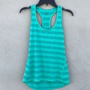 ATHLETA workout racerback tank top teal stripes